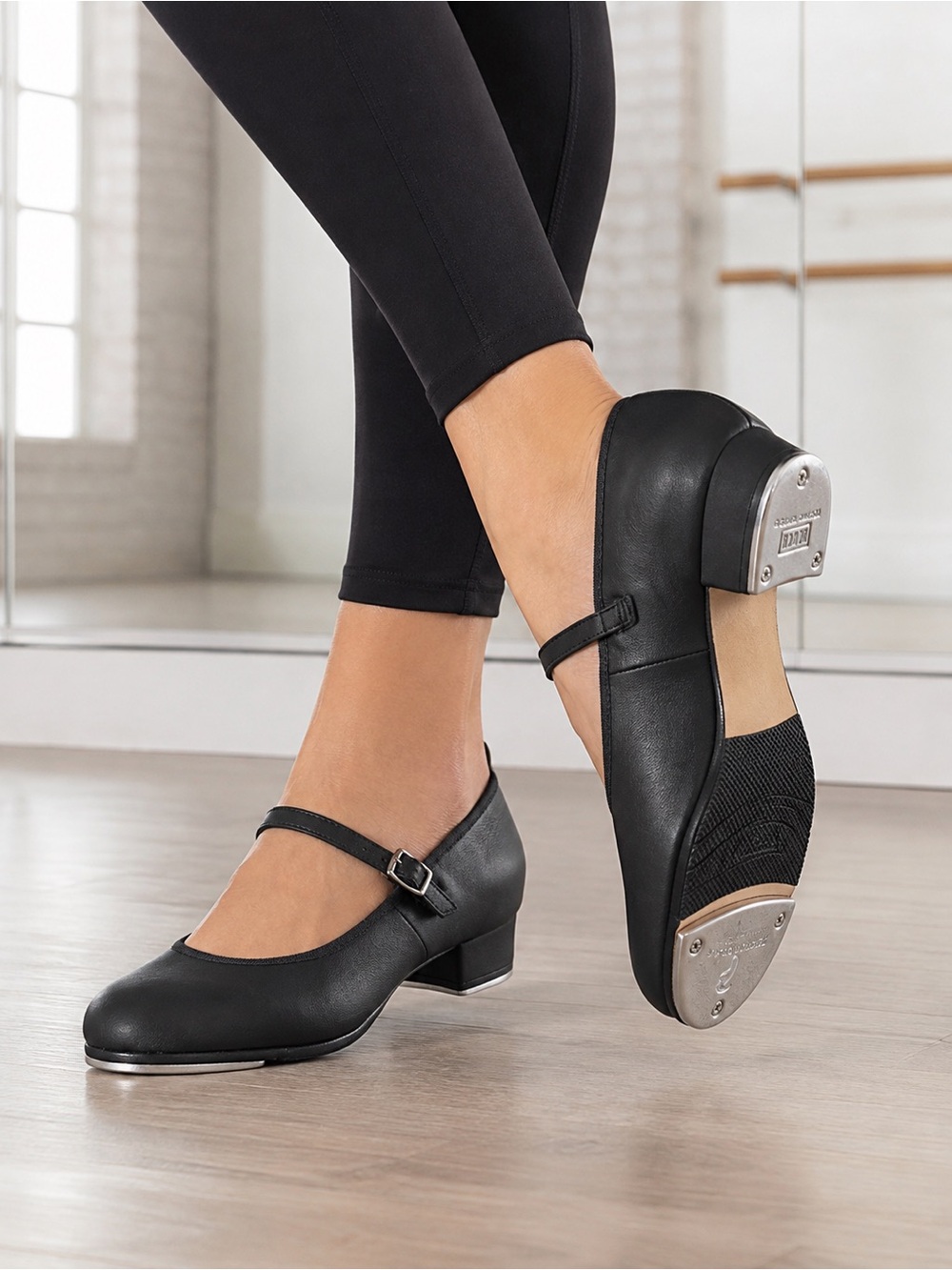 Bloch Black Leather Mary Jane Techno Tap Shoes Women’s Size 7